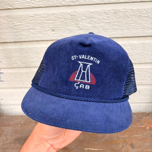 Vintage Corduroy trucker hat mesh rope blue St-Valentin CAB snapback - Picture 2 of 5